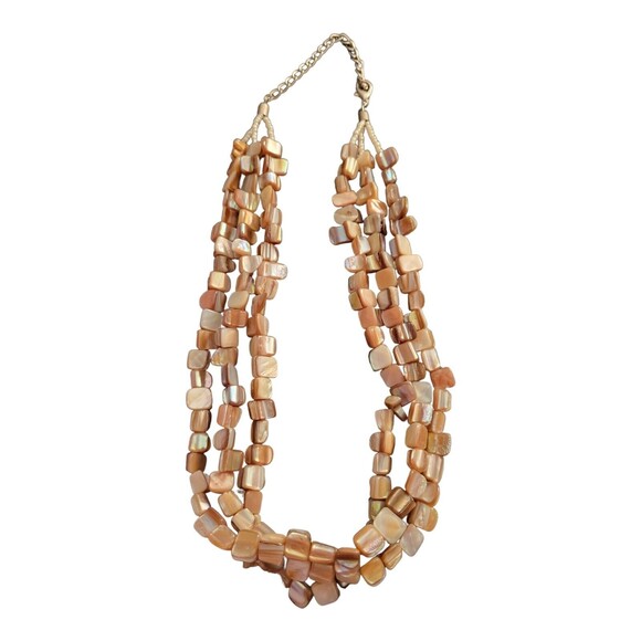 Erose Natural Shell Triple StrandNecklace Tan Mother of Pearl 16-18" Adjustable - Picture 4 of 4